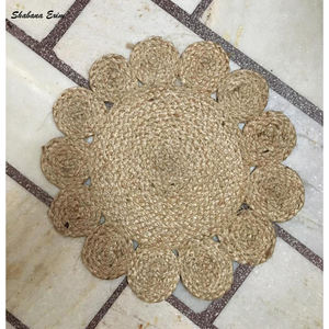 Manteles de yute redondos ecológicos personalizables de manteles individuales trenzados de yute tejidos de la India con diferentes diseños de estilo liso - Product Image 2