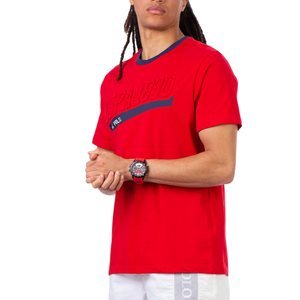 เสื้อยืดลำลองของผู้ชาย,เสื้อยืดคอกลมทรงหลวมขนาดใหญ่พิเศษพิมพ์ลายนูนโลโก้สีตัดกัน - Product Image 2