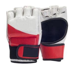 Guantes de Boxeo Profesionales Blancos de Cuero con Cierre, Diseño de Logotipo Personalizado al por Mayor - Product Image 1