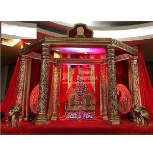 Mandap Maharaja tradicional para decoración de boda, decoración de Mandap de fibra de boda india, la mejor decoración de Mandap tallada en oro, EE. UU. - Product Image 1