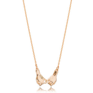 Lovely Plain Double Hands Design <b>Handmade</b> Turkish 925 Sterling <b>Silver</b> Charm <b>Necklace</b> - Product Image 2