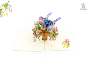 Cặp vợ chồng wrens <span class=keywords><strong>Pop</strong></span> <span class=keywords><strong>Up</strong></span> thẻ 3D đẹp chim Việt handmade kiricard thủ công mỹ nghệ - Product Image 3