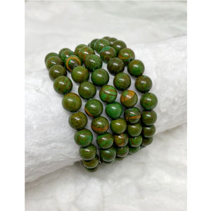 Top Quality Green Color Healing Crystal Green Unakite Round <b>Gemstone</b> Hand Beaded <b>Bracelet</b> from Indian Supplier - Product Image 1