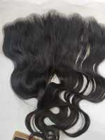Extensions de cheveux vierges brésiliens Remy, tissage double machine, ondulations naturelles, avec frontales 13x4 et 13x6 assorties