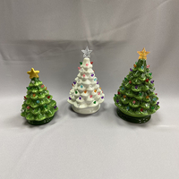 Décoration de Noël saisonnière en céramique avec logo personnalisé, arbre de Noël lumineux de 8 pouces