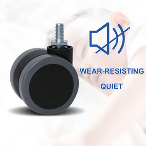 50mm langlebiges graues <span class=keywords><strong>Nylon</strong></span>-Kugellager rad Schwarzer Kern Schwenkbarer Gewindes tiel Statische Doppelrad-Möbel-Lenkräder - Product Image 5