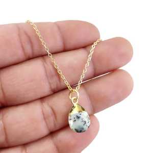 สร้อยคอจี้รูปหยดน้ำชุบอัญมณี, สร้อยคอประดับอัญมณี - Product Image 2