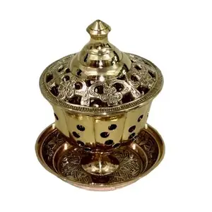 Handmade Brass Metal Fragrance Lamp Oil Diffuser Camphor Lamp Burner Bakhoor Incense Frankincense Burner Brass Agarbatti Stand