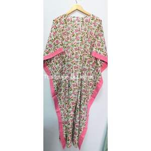 Women Kaftan <b>Dress</b> Handmade Floral Printed Summer Casual Evening Gown Kaftan <b>Dress</b> Party Wear Beach <b>Lingerie</b> Coverup Woven Gowns - Product Image 5