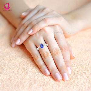 Joyería de Plata de Ley 925, Diamante Blanco Natural y 7X5MM, anillo de compromiso de piedras preciosas de tanzanita de corte ovalado, regalo de piedra natal de diciembre - Product Image 3