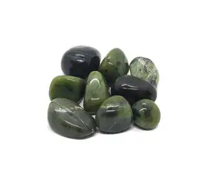 PREMIUM GREEN NEPHRITE JADE TUMBLED STONES/ NATURAL CRYSTAL POLISHED JADE TUMBLES / BULK GREEN JADE TUMBLE STONES