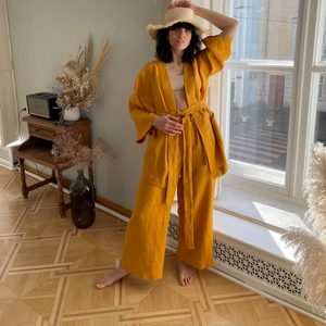 Robe longue en coton et lin pour femmes, nouvelle collection Exclusive, manches longues, grande taille - Product Image 2