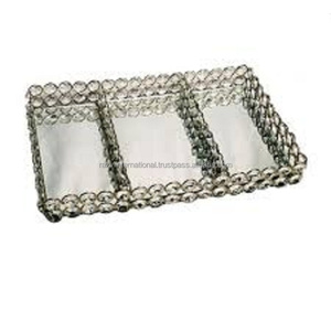 3-Portion <b>Crystal</b> <b>Mirror</b> Vanity Tray Elegant Serving Tray Eco-Friendly Dishwasher Safe Floral Pattern for Home Decor Daily Use - Product Image 1