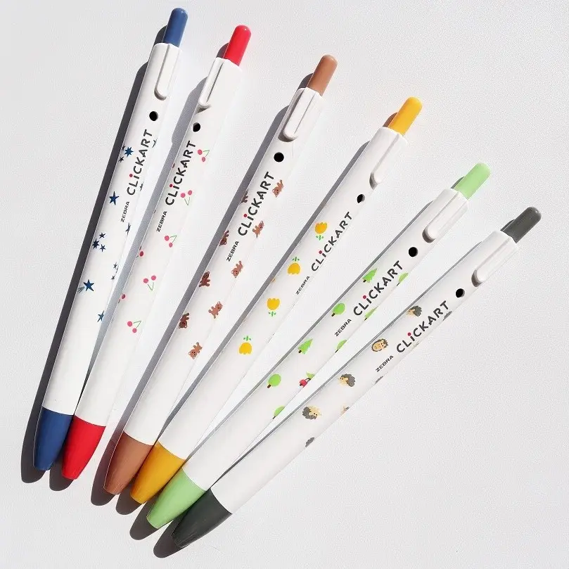 ZEBRA STA-WYSS22-YM CLICKART su bazlı kalem sevimli desen sınırlı illüstrasyon kalemlik tek/6 renk seti
