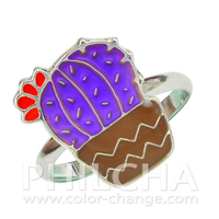 Nuovo Anello dell'Umore in Lega con Design a Cactus, Cambia Colore con la Temperatura, Misura Regolabile, Confezione Completa Philcha