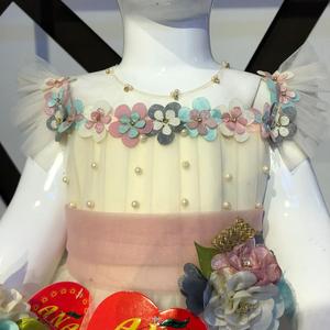 Vestidos largos de algodón floral para niñas, nuevas colecciones, vestido de cuerpo de mezclilla de satén rosa para primavera para cumpleaños, bodas, niños - Product Image 2