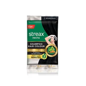 Streax Insta Shampoo Hair Colour - Natural looking black hair - natural Hair Color shampoo