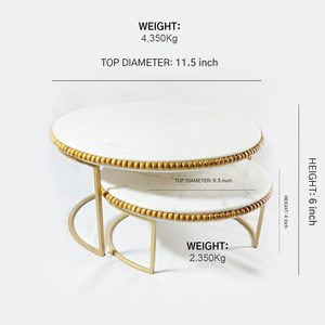 Ensemble de deux supports à gâteau dorés de haute qualité avec marbre de style Ins moderne conçu sur mesure Outil à gâteau le plus important fabriqué par l'entreprise - Product Image 4
