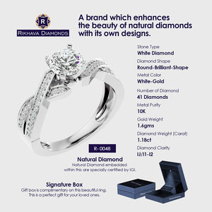 Elegante anillo de diamante solitario de oro blanco de 10 quilates Diamantes puros con pureza de metal Hermosa joyería - Product Image 3