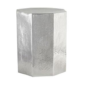 Table basse en métal argenté, meuble de salon décoratif en Aluminium martelé - Product Image 1