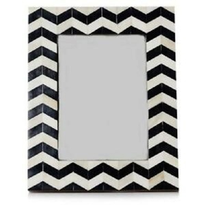 Indian High Quality Handcrafted Resin Photo <b>Frame</b> <b>Black</b> White Wood Bone Inlay with Metal Accents for Decorative Usage - Product Image 6