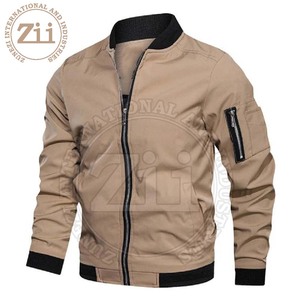 Hot Sale Men's Bomber Jacket Winter Windbreaker <b>Stand</b> Collar Comfortable Canvas Reversible Lightweight Plus Size Made Pakistan - Product Image 2