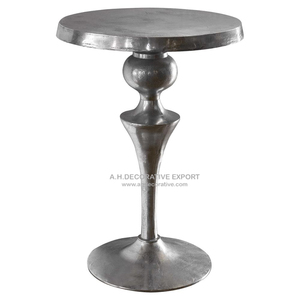 Table d'appoint haute martelée en aluminium pour la décoration de la maison Table décorée de salon de luxe revêtue de couleur blanche - Product Image 3