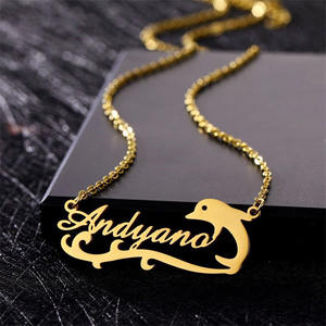 Bijoux personnalisés en argent sterling 925 Nom personnalisé Coeur ou <span class=keywords><strong>Dauphin</strong></span> Plaque d'identification <span class=keywords><strong>Collier</strong></span> - Product Image 5