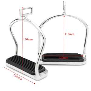 Étriers d'équitation de cheval, 1 paire, doublement coudé, de sécurité, en acier inoxydable - Product Image 1
