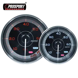 Prosport 52ミリメートル電気黒顔ClearレンズホワイトとアンバーLED表示0-6 BAR燃料圧力計ユニバーサル車
