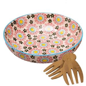 Bol en bois pour la cuisine | Bol à salade en bois imprimé - Product Image 4