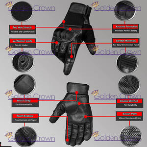 Gants de moto pour hommes Gants de protection en cuir véritable Gants de sécurité pour l'extérieur - Product Image 4