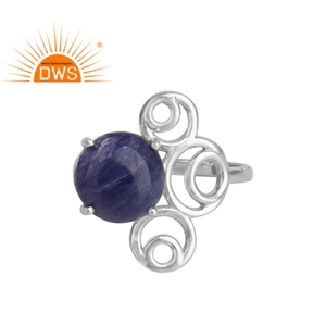 Bagues en pierre précieuse zanite pour filles, 925mm, fournisseur de bijoux, en Rhodium blanc, argent, vente en gros - Product Image 1
