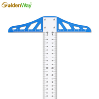 Règle en aluminium en forme de T de 60 cm (24 pouces), personnalisée OEM, surface argentée anodisée, impression UV, marque GoldenWay