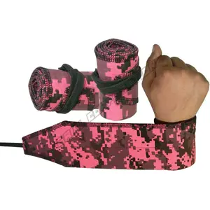 Enveloppe de poignet en coton camouflage rose, Logo personnalisé sport 100% coton, haltérophilie force, enveloppes de poignet en coton Polyester