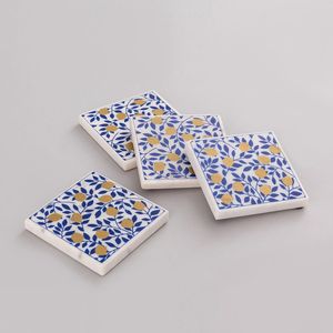 Dessous de verre en métal marbre, forme personnalisée, dessous de tasse à usage d'hôtel, Design de feuille, meilleure vente, décoration de Table pour la maison, 5 pièces - Product Image 5