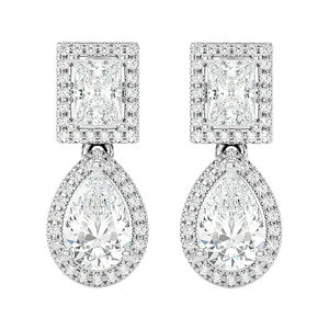 ต่างหูเพชรเม็ดเดี่ยวทองคำขาว14K ประดับเพชรเม็ดเดี่ยวเพชรธรรมชาติคุณภาพดี - Product Image 1