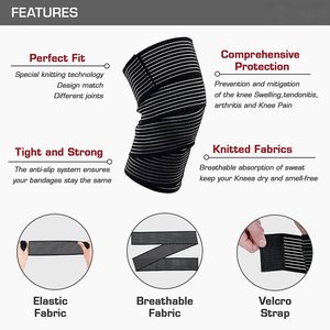 Fitness Workout Wear Adjustable Breathable Sport <b>Knee</b> Brace <b>Support</b> Compression <b>Knee</b> Weight Lifting <b>Knee</b> Wrap - Product Image 5