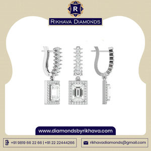 Elegant 10K White Gold Solitaire Diamond <b>Earrings</b> <b>Top</b> Supplier's Beautiful Embedded Jewelry - Product Image 3