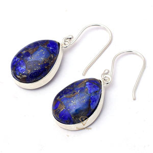 Boucles d'oreilles Lapis Lazuli en argent et Sterling, boucles d'oreilles pendantes, en cuivre naturel, bijoux de créateurs, pour les fournitures en gros, nouvelle collection - Product Image 6