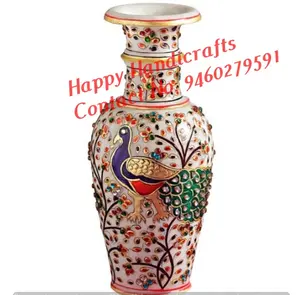 Indian Hand Painted Marble Flower Pot, Indian Exporters Of Marble Flower Pots