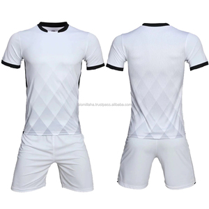 Ensembles d'uniformes de football imprimés par sublimation en gros, personnalisables avec le nom de l'équipe, manches courtes, respirants, 100 % polyester, blanc - Product Image 1