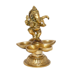 Lámpara de latón Ganesh Diya para la buena suerte, soporte para Diya de Diwali, decoración para el hogar y la oficina, Ganesh Arti Diya para el templo - Product Image 1