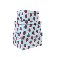 Boîte d'emballage d'impression de fraise Rectangle couleur bleue tailles personnalisées à la main grandes petites boîtes en papier imprimées pour cadeau d'emballage