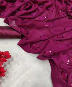 Ropa de fiesta bordada pesada Nueva colección Todos los tamaños y tela de red de color Ropa de mujer India bordada Saree listo con ropa - Product Image 1