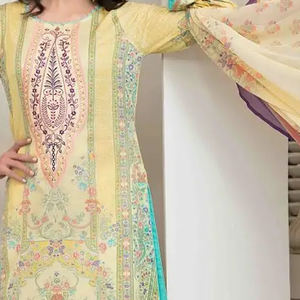 Combinaison de pelouse formelle et brodée, vêtement pour femmes, blouse Dupatta, pantalon sans coutures, 2020 - Product Image 3