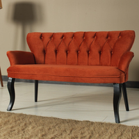 Ensemble de canapés Chesterfield modernes en velours avec structure en bois démontable, pour balcon et jardin, ensemble de chaises pour le thé