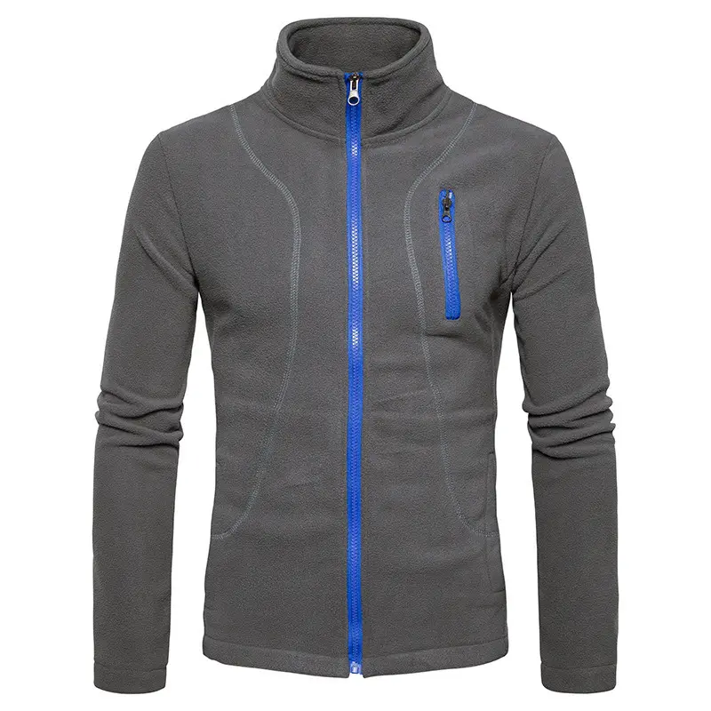 Fleece Jacket Custom High Neck Fleece Zip Up Pockets Jacket Sweatshirt Cotton Full Zipper Sweatshirt Jacket For Men