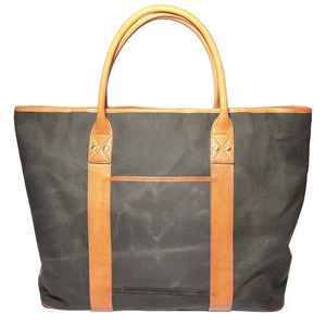 Bolso de lona hecho a mano con logotipo personalizado Forro de cuero genuino Dos correas de cuero Cierre de cremallera Característica duradera-Moda asequible - Product Image 5