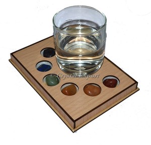 Seven Chakra Tumble Stone Wooden <b>Coaster</b> - Product Image 1